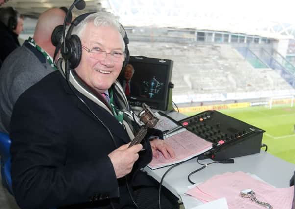Jackie Fullerton in the commentary box at Saturdays Irish Cup Final