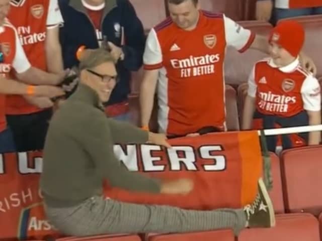 Strictly Come Dancing star Tony Adams was spotted dancing at Emirates Stadium at Arsenal’s 3-2 victory over Liverpool.