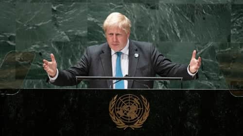 Boris Johnson addressed the 76th Session of the U.N. General Assembly and spoke about the threat of climate change (Getty Images)