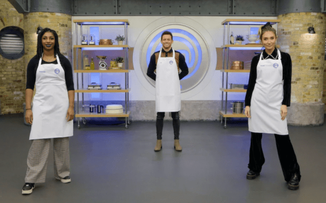 Kadeena Cox, Joe Swash, and Megan McKenna competed for the crown with their three-course meal creations (Photo: Shine TV)
