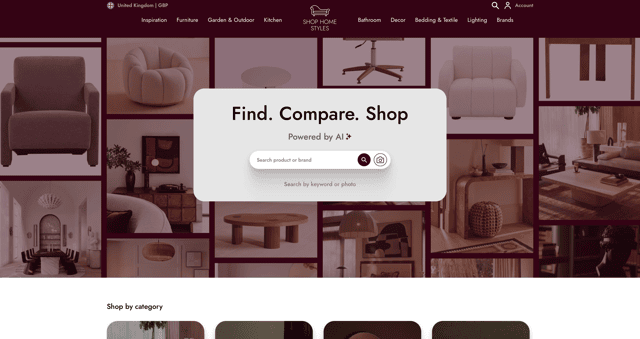 The ShopHomeStyles website.