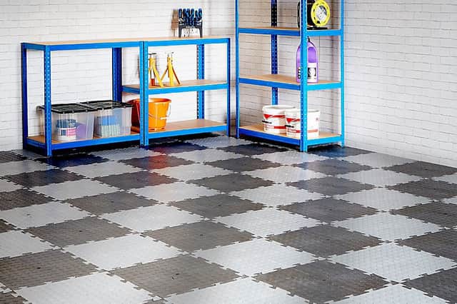 BiGDUG checker plate floor tiles can give a garage a cleaner, more professional workshop look while protecting the floor underneath