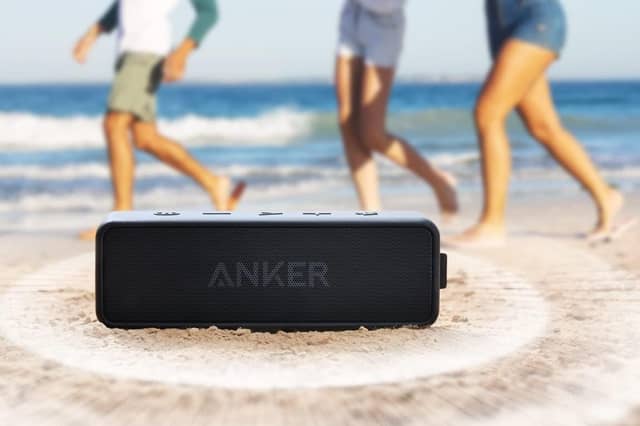 The Anker Soundcore 2 portable Bluetooth speaker offers waterproof outdoor audio and up to 24 hours of playback.