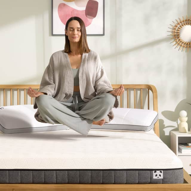 The Panda Hybrid Bamboo Mattress combines memory foam and pocket springs to provide a balance of cushioning comfort and support.