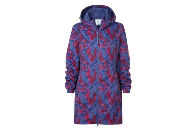 Kilnsey Womens Waterproof Jacket in Oxford Blue Abstract Print