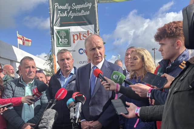 Taoiseach Micheal Martin attending the National Ploughing Championships in Screggan, Co Offaly. Mr Martin suggested that Sinn Fein may set back the cause of Irish unity by aligning itself with Scottish and Welsh pro-independence parties