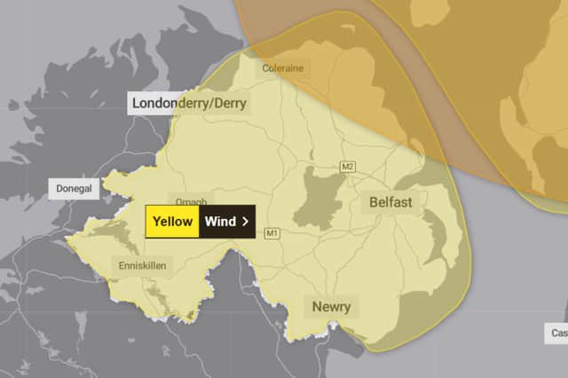 Met Office amber and yellow wind warnings will be in force for Northern Ireland this weekend.