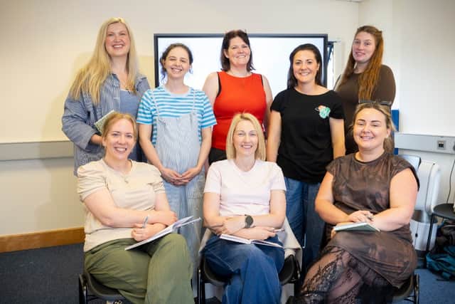 1. Holding Space session at the Parent Rooms in Belfast. Back Row: Gilli McCready, Clare McMahon, Michelle Bradley, Aisling McCormick, Paulette Maxwell, Front row: Joanne Mills, Gail McClean, Mairead Magennis