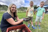 Victoria McMahon, Workshop Facilitator from Natural World Products pictured with young participants at the recent Family Gardening Workshop,