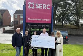Pictured (L–R): Ken Scott (Bangor Foodhub), Nicole Dunlop and Billie Johnston (Skills for Life and Work students), Paul Mercer (Principal Lecturer), Sarah Gillen (Lecturer in Foundation Skills) and Barbara McNeill (Campus Manager).