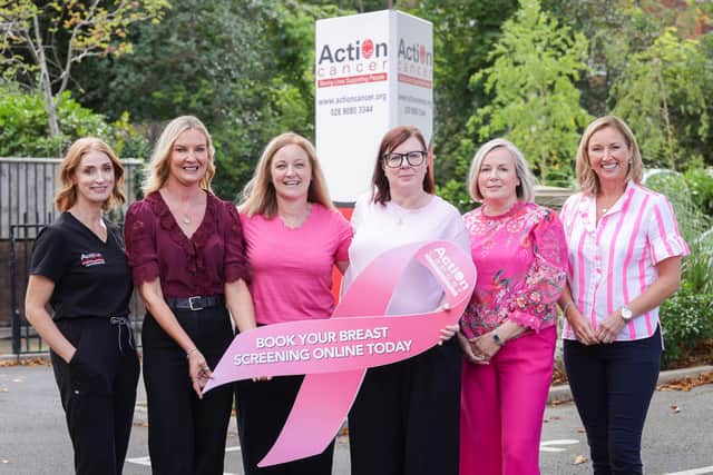 Donna Kelly, Lead Advanced Practice Radiographer, Action Cancer; Fiona McQuillan, Pharmacist, Gordons Chemists; Shauna Benson, Ambassador, Action Cancer; Alison Flynn, Ambassador, Action Cancer; Sandra Kelly, Ambassador, Action Cancer; and Claire McCollum