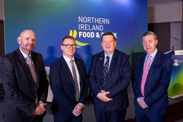 Joe Manning, Tesco Ireland and Northern Ireland Commercial Director, Simon Fitzpatrick, NIFDA Chair, Michael Bell OBE, NIFDA Executive Director and Pat Murphy, Kinisla CEO 