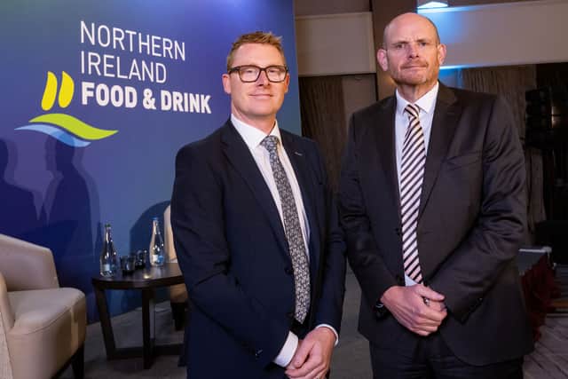 Simon Fitzpatrick, NIFDA Chair and Joe Manning, Commercial Director at Tesco Ireland and Northern Ireland at the 30th NIFDA Annual Dinner