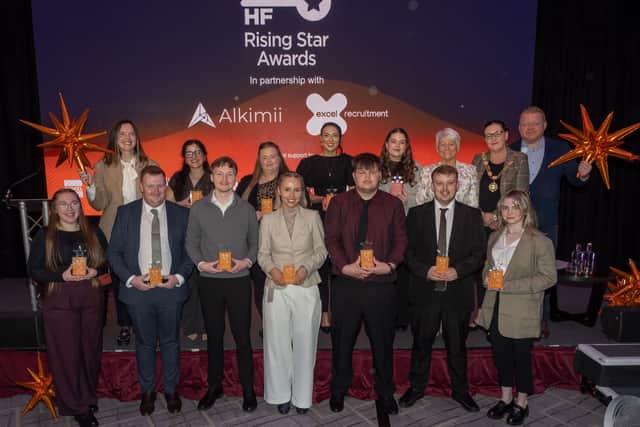 Former NIHF President Vicky Green and event compere Pamela Ballantine joined sponsors Alkimii and Excel Recruitment to celebrate 14 outstanding young hotel professionals at the 2026 Rising Star Awards.