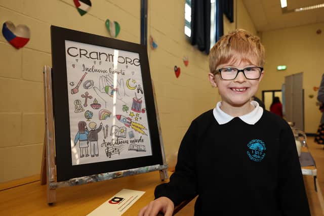 Cranmore IPS pupil with his Carson award-winning artwork