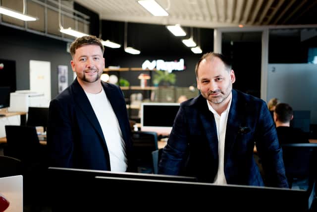 Photo caption: Picutred (L-R) at the Rapid offices in Belfast, Owner and Founder James Scullion with Managing Director Kevin Doran. 