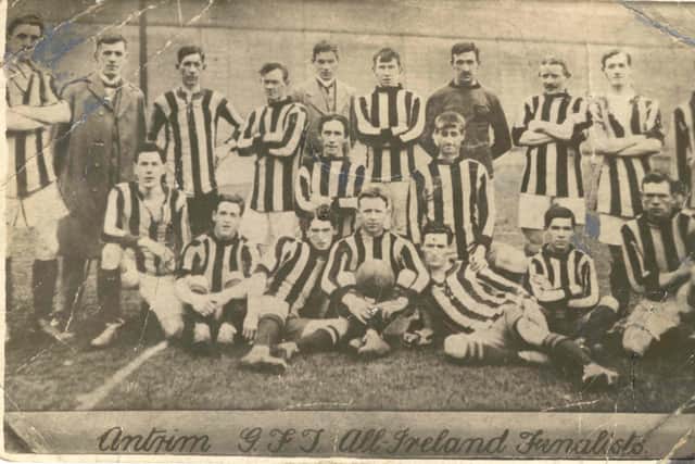 The 1912 Antrim All Ireland finalists including William Manning at the back, furthest right