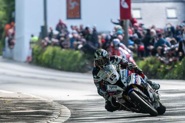 Ballymoney man Michael Dunlop in action on the Tyco BMW at Gorse Lea at this year's Isle of Man TT.