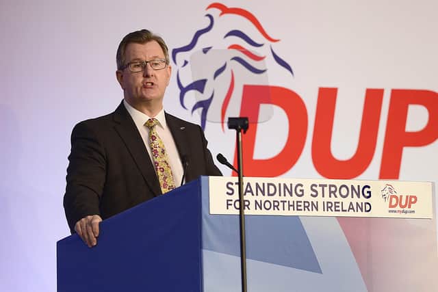 Sir Jeffrey Donaldson said the leaked document was “further demonstration that the prime minister’s deal would be bad for Northern Ireland”. But the DUP gave no hint it will row back on its pledge not to back the as an alternative prime minister Jeremy Corbyn in a hung parliament
