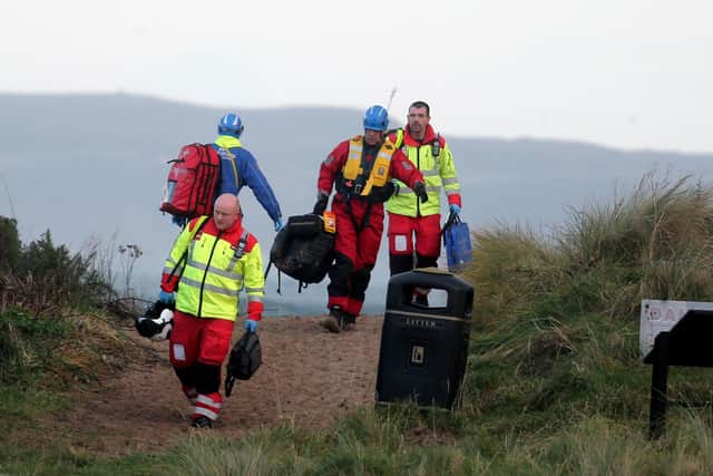 Emergency services workers at Ballycastle beach