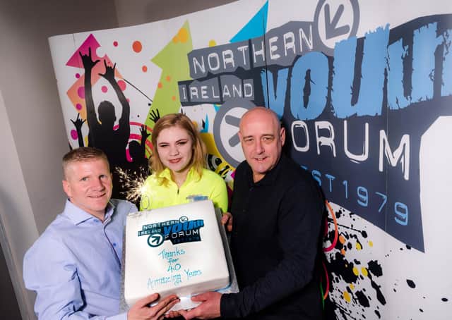 Chris Quinn, NIYF Director; Lucy Grainger, Chair and Rodney Green, the first NIYF Director (known back in 1979 as Secretary Organiser) at their 40th birthday celebrations. Over the years the NIYF has brought together thousands of young people from diverse backgrounds, forming lifetime friendships.