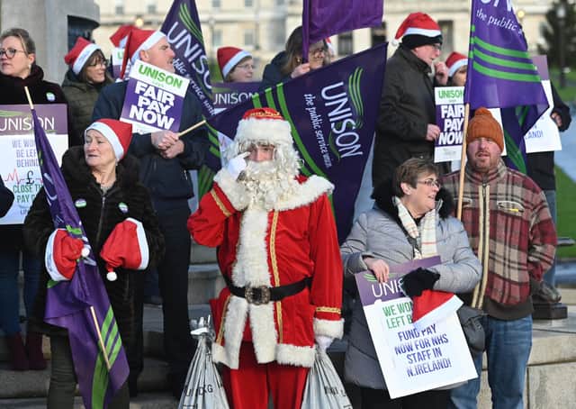 Unison Protesters for Nurses pay  at Stormont on Monday, as Northern Ireland's political parties have resumed talks aimed at restoring devolved government at Stormont. Photo: Colm Lenaghan/Pacemaker Press