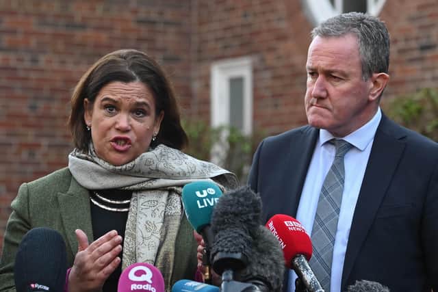 Sinn Fein's Mary Lou McDonald with Conor Murphy. Pic: Colm Lenaghan/Pacemaker Press