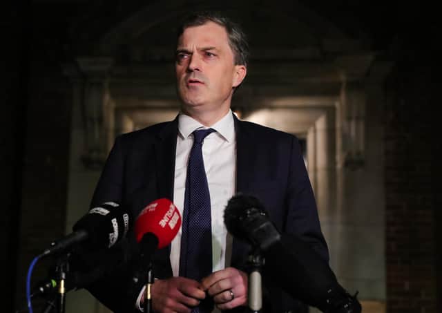 Northern Ireland Secretary Julian Smith at Stormont House at tea-time on Thursday after talks broke up