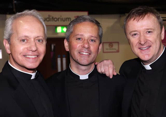 The Priests, from left, Brothers Fr Eugene and Fr Martin O'Hagan and Fr David Delargy.Photo: Lorcan Doherty Photography