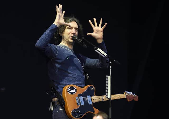 Gary Lightbody, lead singer of Snow Patrol, during their Ward Park 3 concert in Bangor in May. This Christmas he lost his father Jack and was also made an OBE. Photo: Michael Cooper