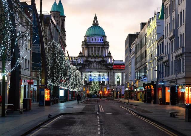 A deserted Donegall Place in Belfast on Christmas morning, one of a series of five photographs taken between 7 and 9am, seeking out homelessness. By David McConnell dtmccphotography