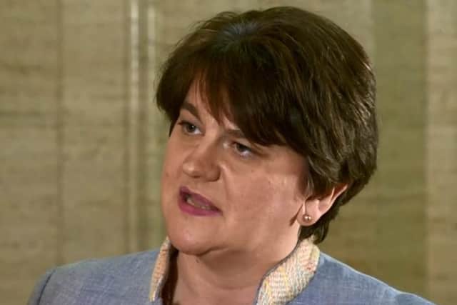 Arlene Foster talking to the  BBC on Friday night