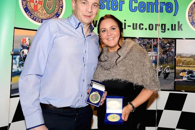 Irish Senior Support champion Tommy Henry with his wife Kathleen at the MCUI Ulster Centre awards. Picture: Maurice Montgomery.