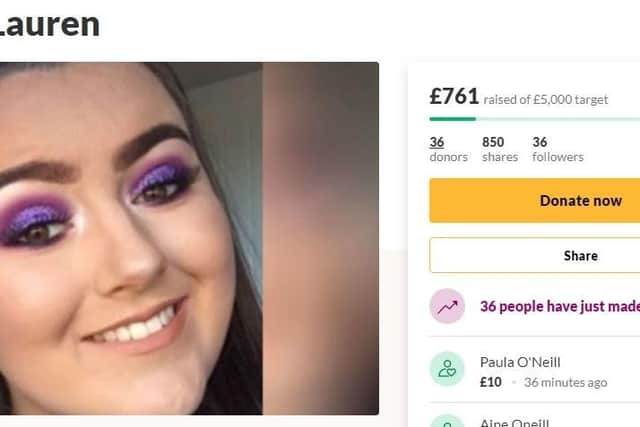 Screenshot of the Gofundme for Lauren Bullock