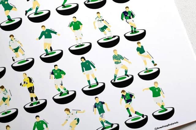 The Northern Ireland Subbeteo print is the top seller