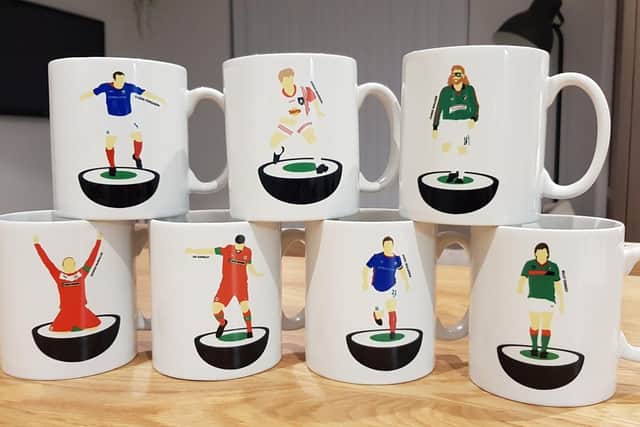 Mugs featuring the Irish League's finest: Glenn Ferguson, Gregg Davidson, Chris Walker, Billy Caskey, Jamie Mulgrew, Joe Gormley and George McMullan