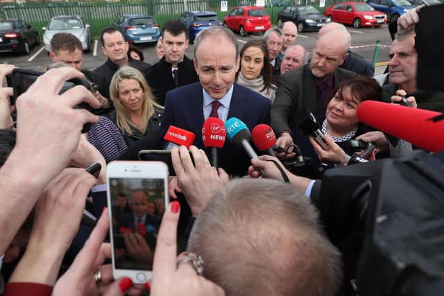 Fianna Fail leader Micheal Martin arriving for the Irish general election count at Nemo Rangers GAA Club in Cork. He failed yesterday to restate his refusal to form a coalition with Sinn Fein. Photo: Yui Mok/PA Wire
