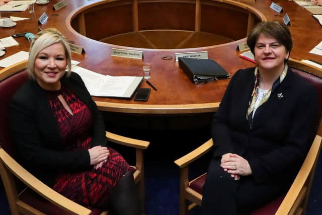 Michelle O'Neill of Sinn Fein and Arlene Foster of the DUP after the recently reformed Stormont executive took power. "By the DUP making Sinn Féin’s elevation into Stormont government possible, they endorsed them as a party fit for government"