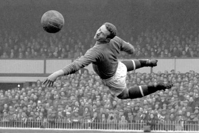 Harry Gregg in action for Manchester United in March 1958. Photo: PA/PA Wire.