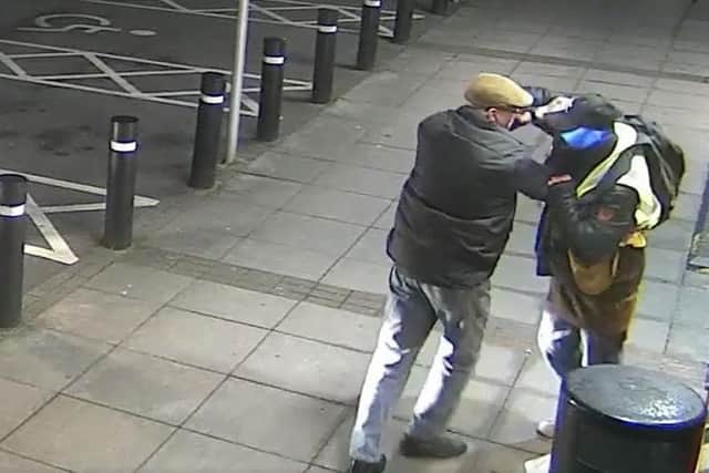 BEST QUALITY AVAILABLE 
Handout screenshot dated 05/02/20 taken from CCTV issued by South Wales Police of a plucky pensioner who fought back after a robber tried to steal the cash he had just withdrawn from a cash machine