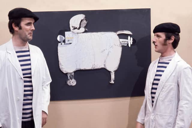 John Cleese (left) and Michael Palin as two Frenchmen in the Monty Python sketch 'French Lecture on Sheep Aircraft'