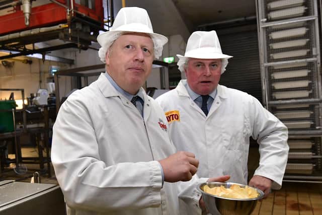 Prime Minister Boris Johnson during a visit to Tayto Castle in County Armagh, Northern Ireland in November 2019. (Photo: Colm Lenaghan/Pacemaker)