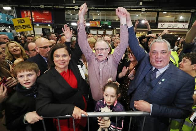 Mary Lou McDonald helps Dessie Ellis TD celebrate his election. "It's not that people in the Republic don’t care about the IRA, it's that they don’t link it to her"