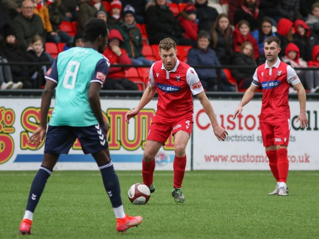 Simon Heslop looks for options for Boro in their 1-1 draw with Hyde United
Photo by Morgan Exley