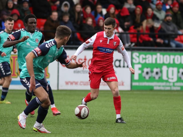 Lewis Maloney in action for Boro in their 1-1 draw with Hyde United
Photo by Morgan Exley