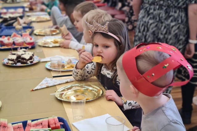 Children enjoying their Royal Tea Party luncheon.