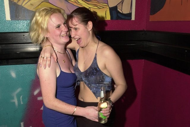 From left, Helen Balshaw, 18, and Michelle Ormerwood, 18, in Tokyo Jo's - this time in 2001