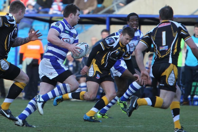 Halifax RLFC on the attack during their win over Rochdale Hornets.