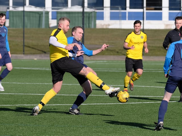 Trafalgar hot-shot Sean Exley wins the ball against Cayton