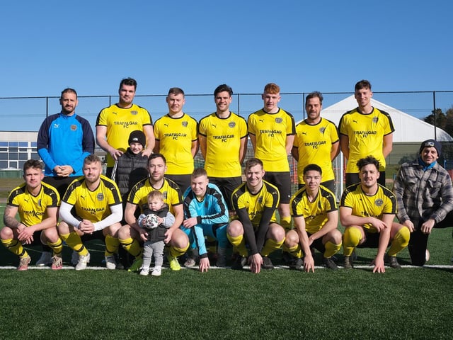 Trafalgar line up before their 10-2 defeat of Cayton in the Sunday Cup
